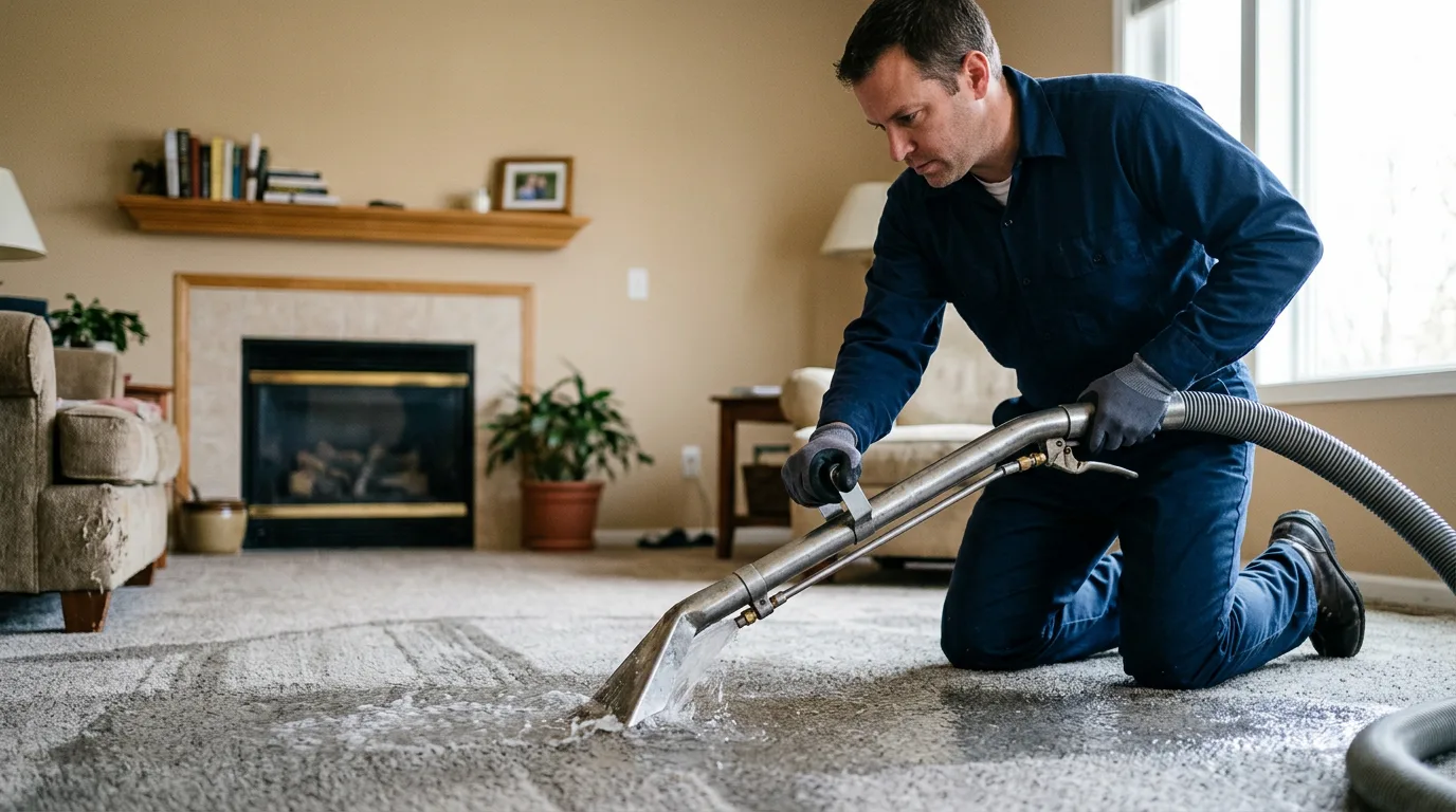 Water damage restoration technician working near Buckner, KY